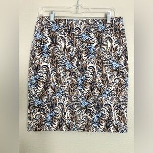 Ann Taylor Blue and Brown Floral Mini Skirt